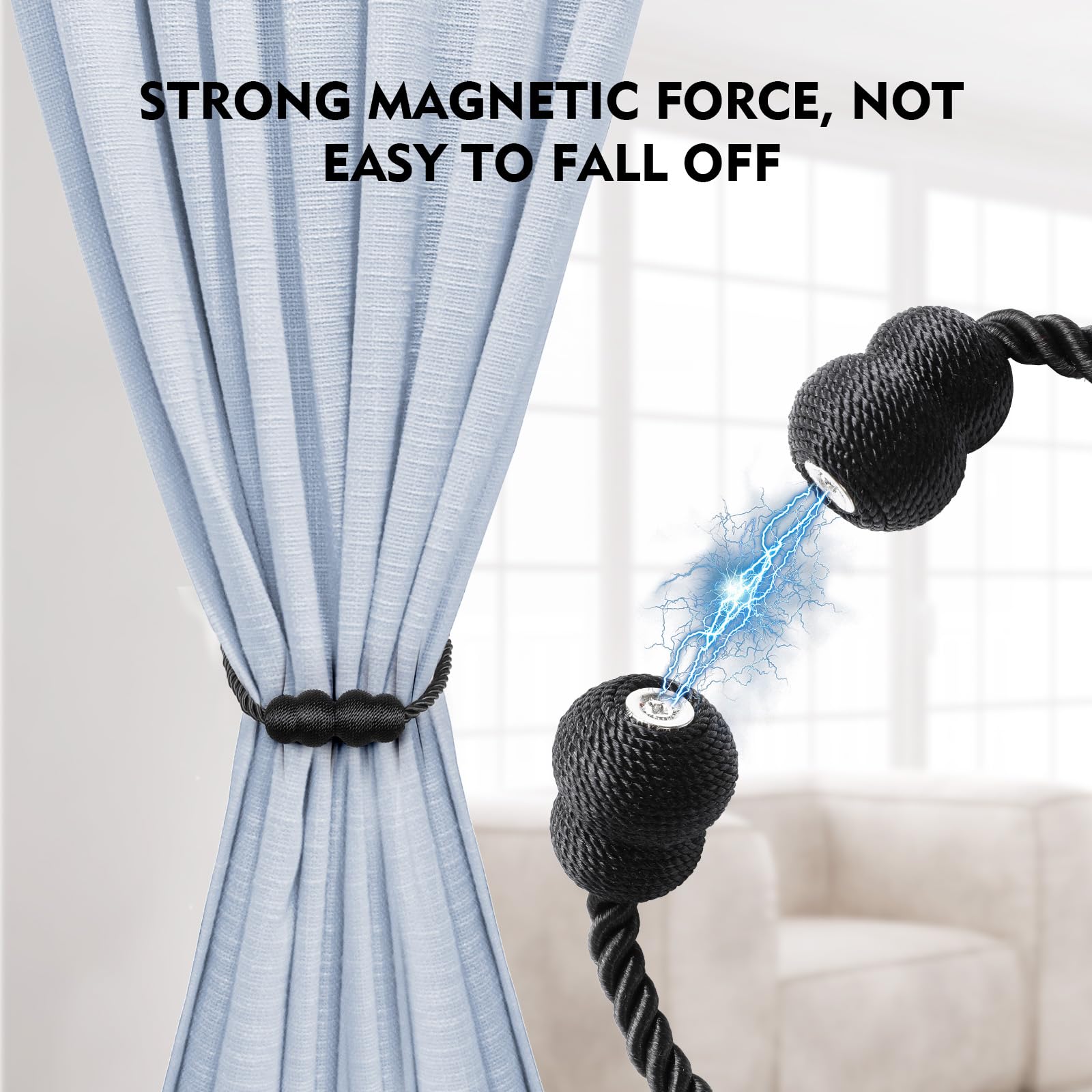 Fermatende Magnetici A Forma Di Zucca - 2 Pezzi Nero Per Tende Da Interno Ed Esterno - Foto 4