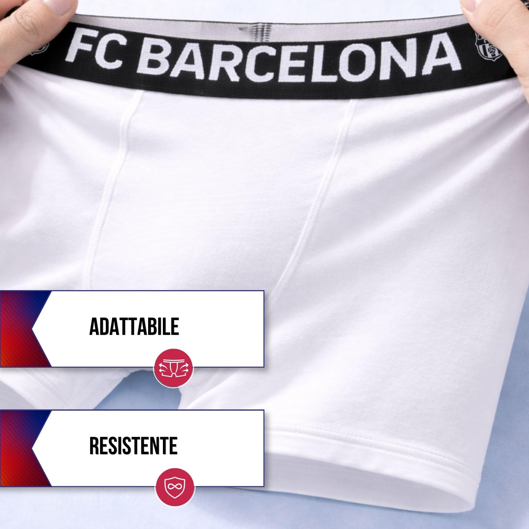 FC Barcelona - Boxer da ragazzo, confezione da 5, prodotto con licenza ufficiale, biancheria intima, regalo per fan per bambini