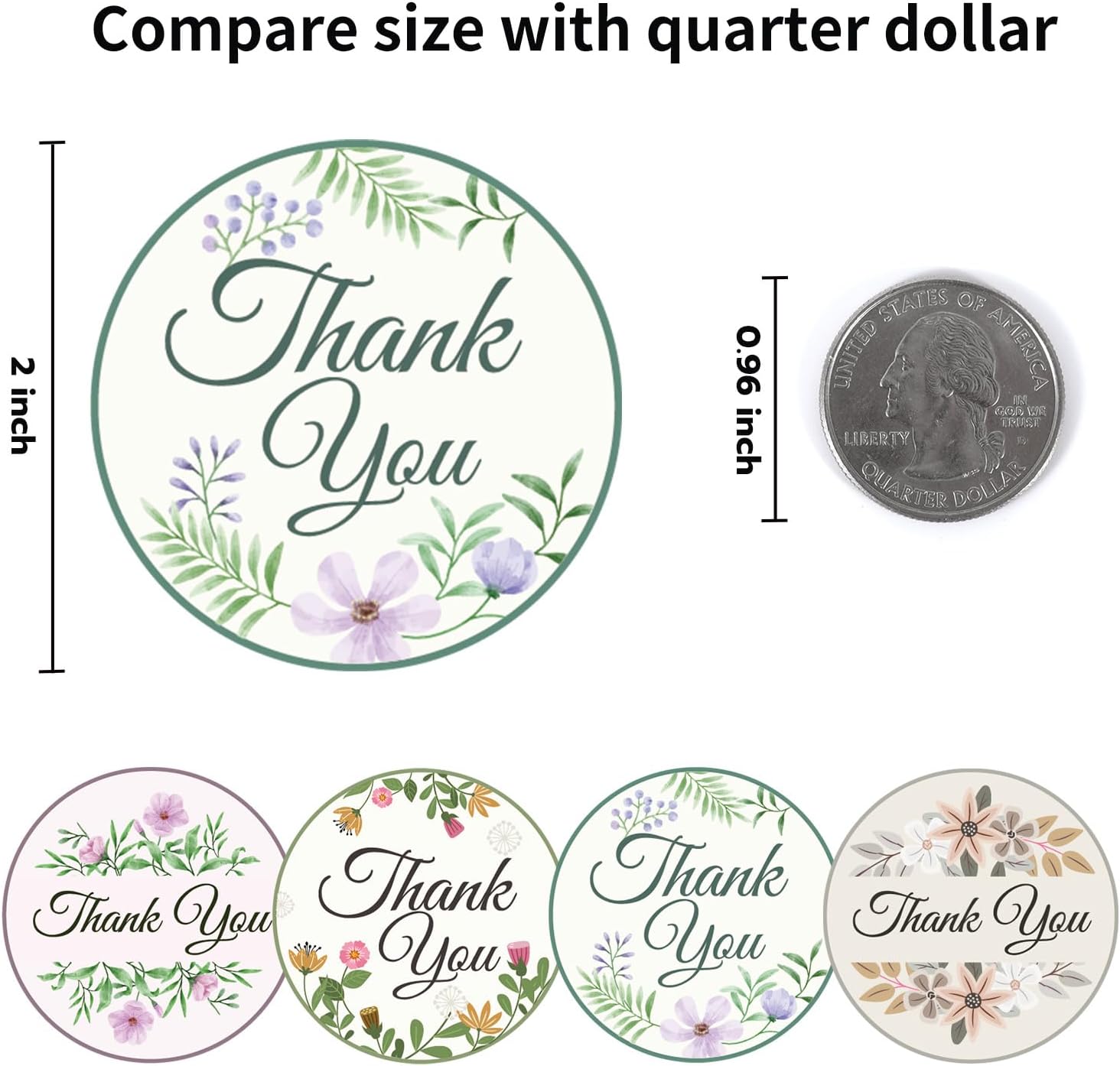 Thank You Stickers 2 inch Round, 500pcs Classic Flower Waterproof Floral Thank You Stickers for Packaging, Thank You for Supporting My Small Business Stickers - Image 2