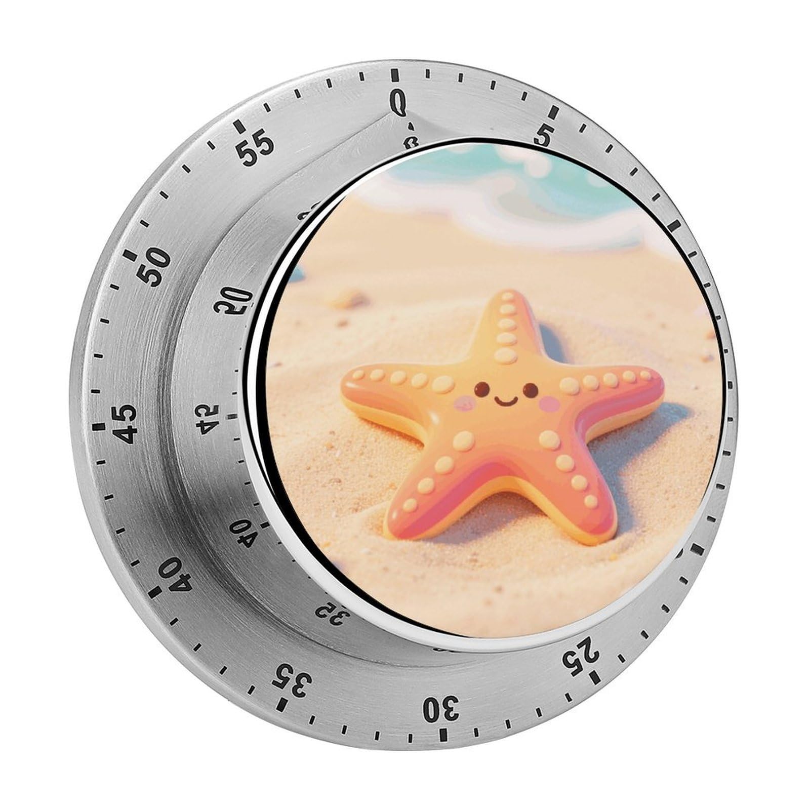 Starfish Timers Kitchen Chef Cooking Timers Portable Countdown Alarm Loud Countdown Clock Waterproof Stainless Steel Timer Compact 60-Minute Mechanical Timer Daily Use