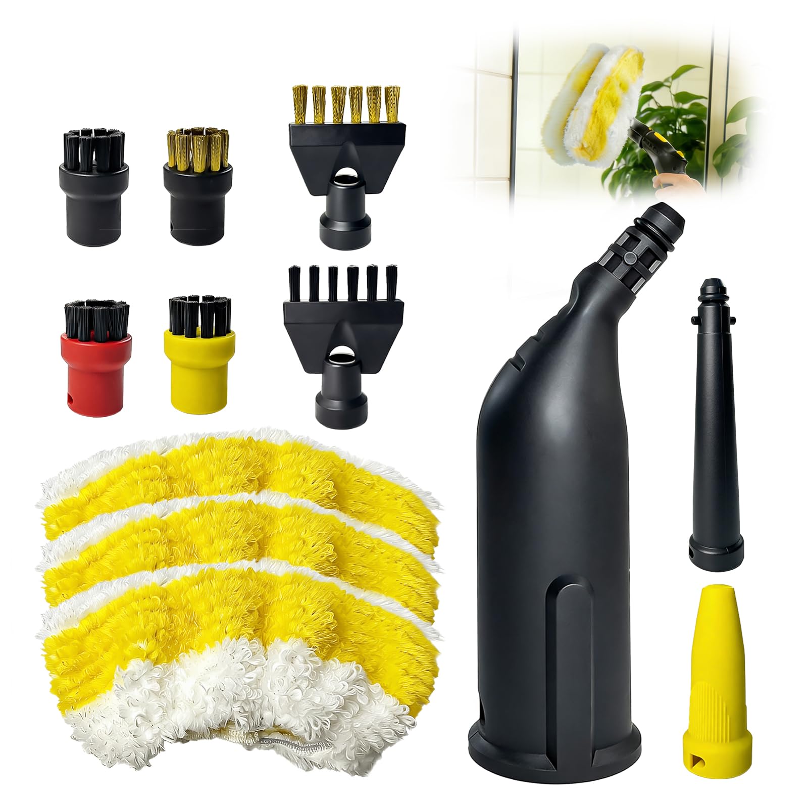 Accesorios de Limpiador a Vapor para Karcher SC1 SC2 SC3 SC4 SC5, Boquillas y Cepillos, 12 Piezas