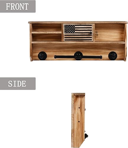 Miniatura 5 de PINKBlUE Estante táctico montado en la pared con caja de almacenamiento para armas, estante de almacenamiento de policía de bandera de línea azul