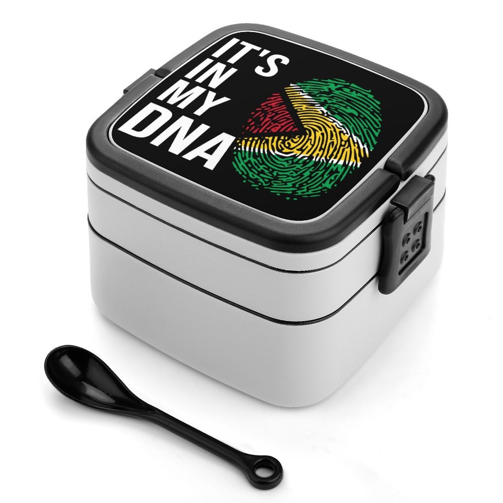 CGSBNGHA It's In My DNA Guyana Flag Bento Lunch Box 2 Layer Lunchbox Food Container for Adults Office