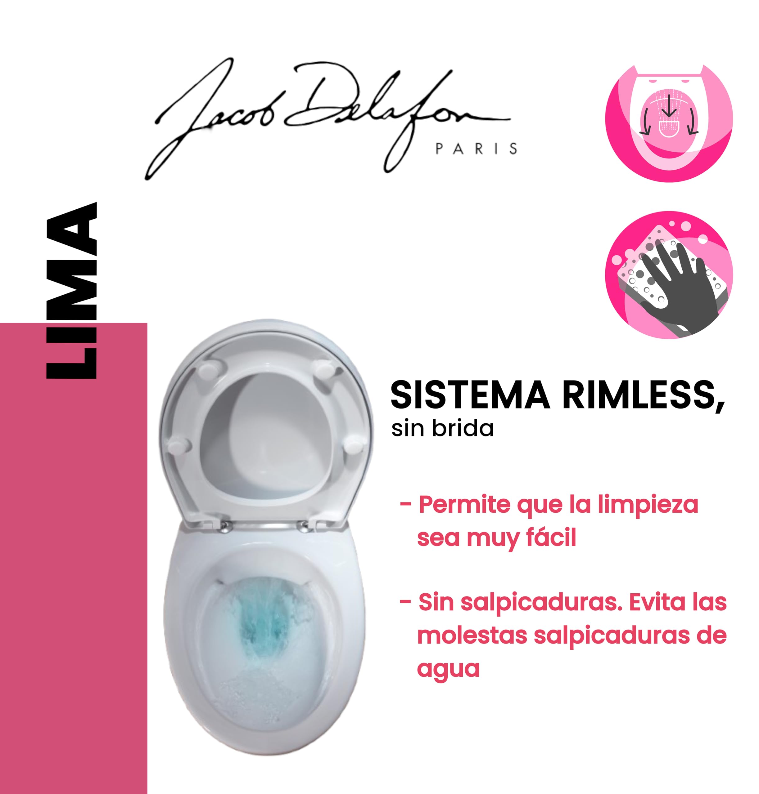 JACOB DELAFON WC Inodoro completo a suelo Salida vertical Alimentación fondo Sistema rimless Asiento amortiguado Doble descarga 2,6/4 l LIMA E40026-00