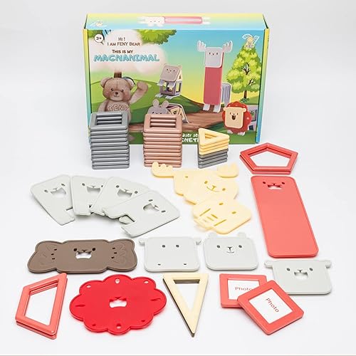 Miniatura 6 de MAGNANIMAL - Juego de 50 piezas de azulejos magnéticos de animales 2D 3D, juego de bloques de construcción magnéticos de Navidad, regalos de