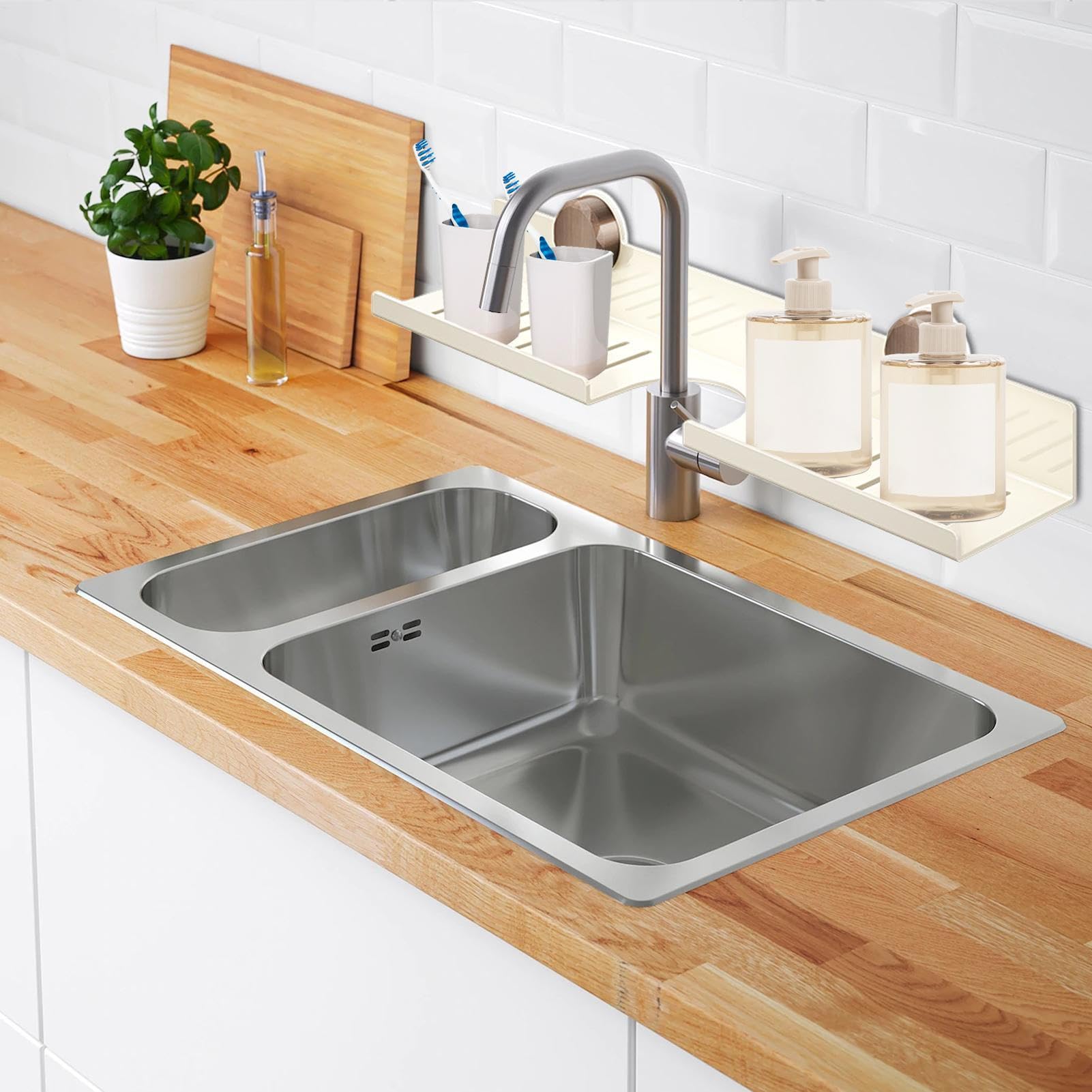 Estante Para Lavabo Encima Del Grifo | Estantes De Pared Para Baño,Organizador De Acero Al Carbón Con Que Ahorra Espacio Para Baño Y Cocina En Espacios Pequeños