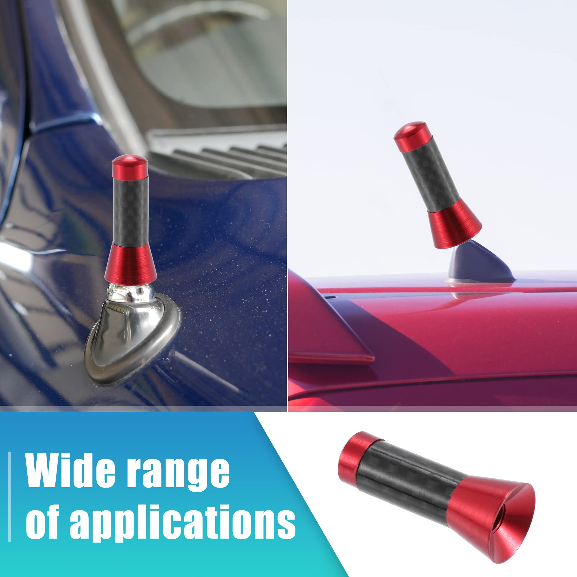 X AUTOHAUX 1 Set 3.5cm 1.38" Car AM FM Radio Signal Antenna Mast Universal Red, 1.38"x0.59" - Image 3