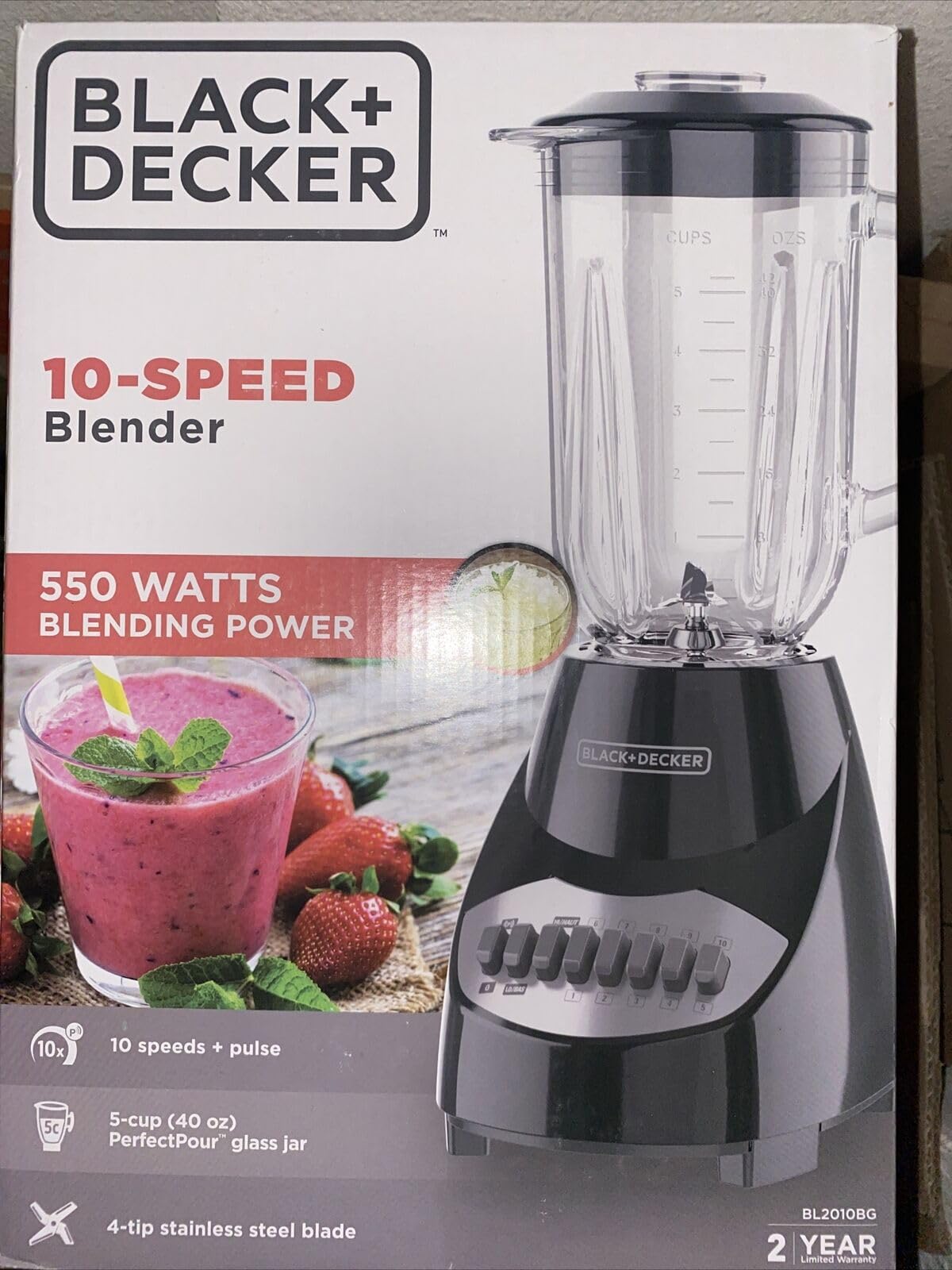 View 1 of ****HEAVILY USED , PARTS ONLY ***** NO CUPBLACK+DECKER BL2010 Standard Blender, 10-Speed + Pulse, 5 Cup, Glass Jar - Black