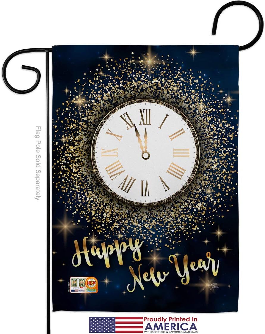 Countdown New Year Garden House Flags Set Clock Champagne Party Fireworks Celebrate Small Decorative Gift Yard Banner Made In USA 28 X 40