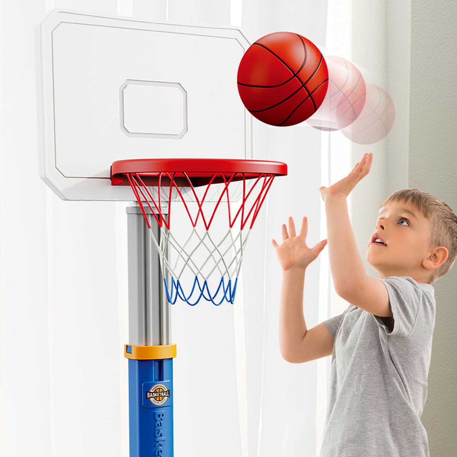 Asixxsix Pool-Basketballkorb-Set, 5 Höhenverstellbarer Tragbarer Basketballkorb für den Außenbereich, Wasserdichtes Spielzeug Am Pool mit Basketball-Zubehör für den -Innen-Außenbereich