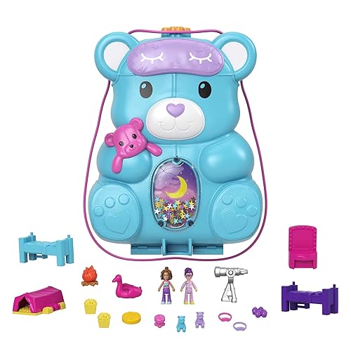 Immagine del prodotto Polly Pocket Teddy Bear Purse - PlaySet con 2 Mini Bambole - Tema Pigiama Party - 16 Accessori - Area Piscina - Regalo per Bambini dai 4 Anni, HGC39