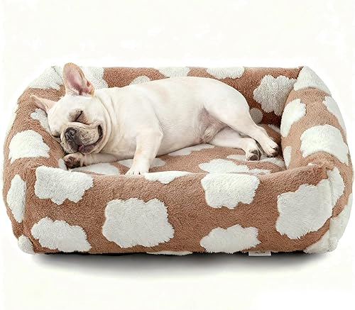 Miniatura 13 de JOEJOY Linda cama para perros de tamaño mediano, camas rectangulares suaves y peludas para perros grandes y medianos, cama ortopédica lavable para