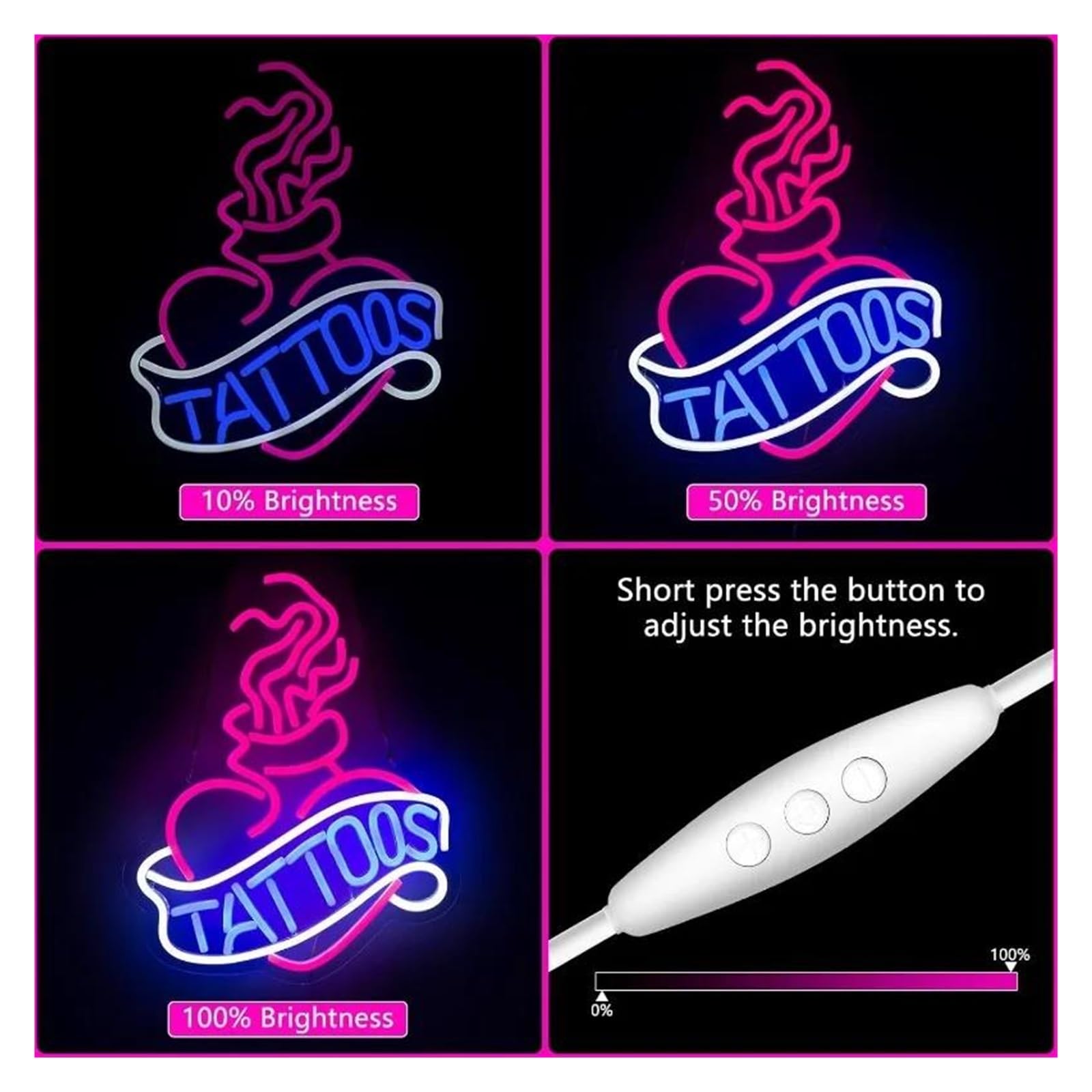 Luz de Diseño de Digital Tatuaje Neón Estudio Decoración De Pared Lámpara De Noche Estética Luz De Operación Decoración Fuente De Alimentación USB 12.6x15.8inch 32x40cm