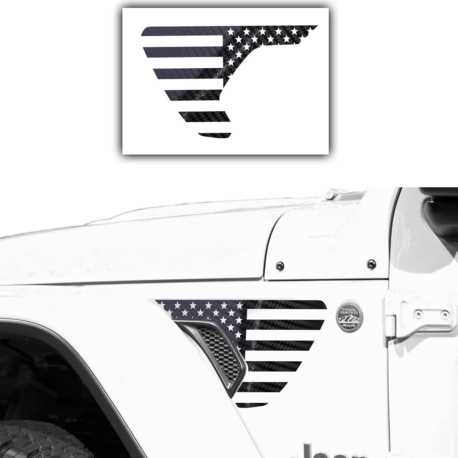 Download Amazon Com Bogar Tech Designs Precut Side Fender Vent American Flag Vinyl Decal Compatible With Jeep Wrangler Jl 2018 2020 And Gladiator 2020 5d Glossy Carbon Fiber Black Automotive