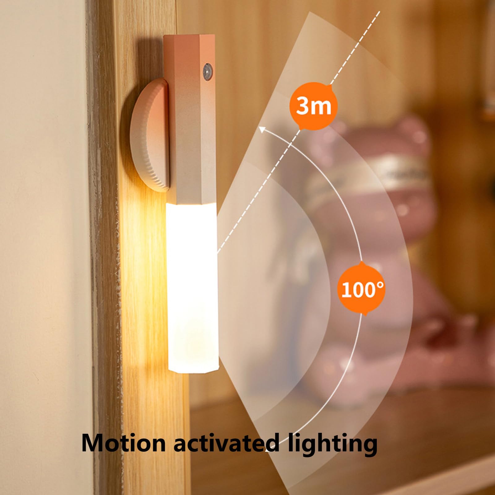 LED Applique da Parete Interno Wireless Ricaricabile USB Lampada da Parete con Sensore di Movimento Lampada a Muro Magnetica per Cameretta Scale Corridoio (Viola,2 Pezzi)