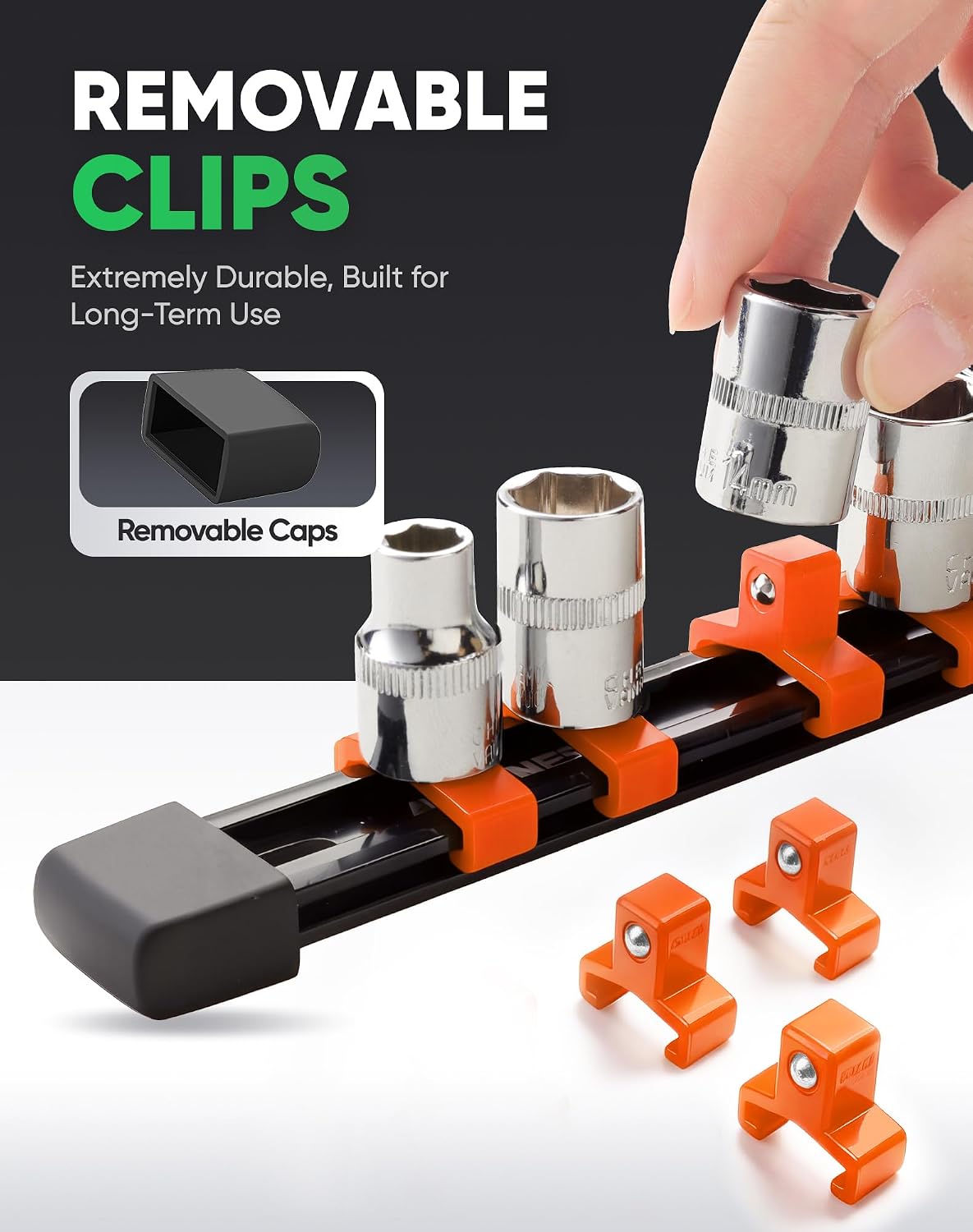 ALOANES 3PC ABS Socket Organizer, Socket Rails Fit 3/8 inch Drive image 4
