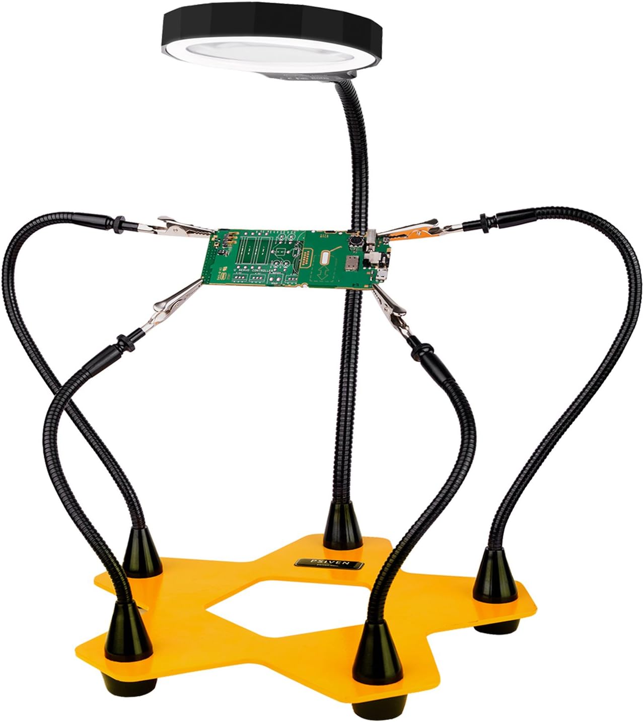 Helping Hands Third Hand Soldering Tool and Vise - Daylight Bright LED 3X Magnifying Lamp with Adjustable Light Settings, Balanced Base - Helping Hands Soldering Station by Psiven