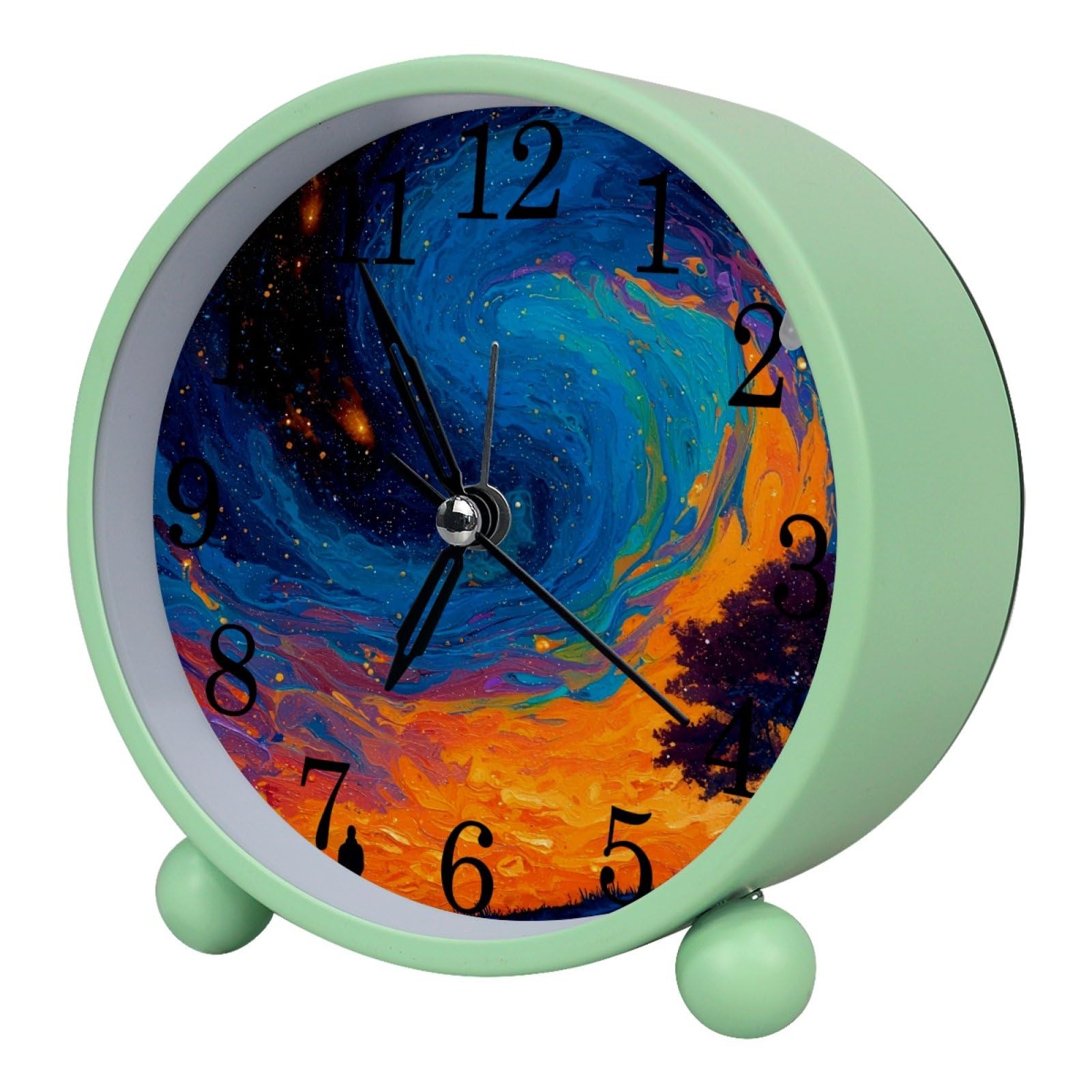 etoenbrc Watercolor Butterfly Silent Analog Alarm Clock Small Battery Operated Clock Slient Plastic Table Clock for Living Room Bedroom Color36