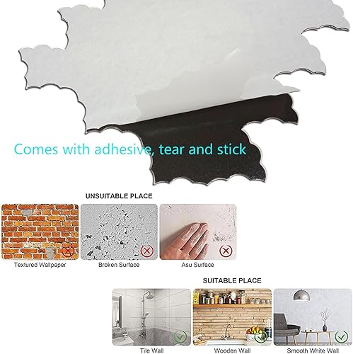 Miniatura 5 de XUANINY Azulejos metálicos para salpicaduras de 11 hojas, autoadhesivo, mosaico de aluminio en forma de nube, adhesivo de pared 3D para cocina,