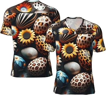 Stylish Athletic Sports Jersey Easter-Eggs-Daisies-Leopard Mens Rugby Jersey