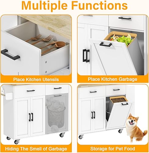 Miniatura 8 de Osfvolr Isla de cocina rodante con almacenamiento y toallero isla de cocina con hoja caída carros de isla de almacenamiento de cocina con estante de