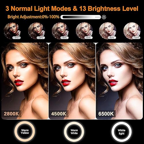 Miniatura 2 de GerTong 126 Ring Light with Stand and Phone Holder Tall 74 Upgraded LED Ringlight with 13 Dimmable Levels  40 RGB Modes for SelfieMakeupLive