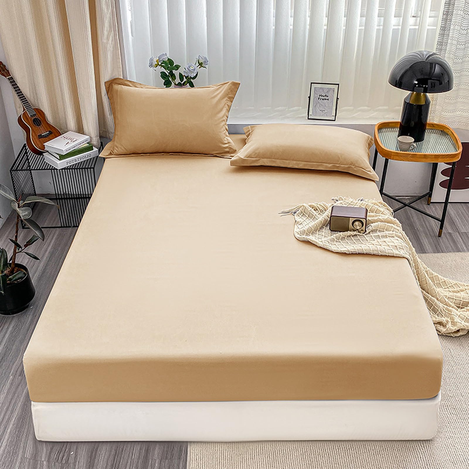 Atmungsaktive Spannbettlaken, 60 x 120 cm + 25 cm tiefe Tasche mit Kissenbezug, Anti-Falten, weiche Baumwolle, Bettlaken-Set für Kinderbett und Kleinkindbett