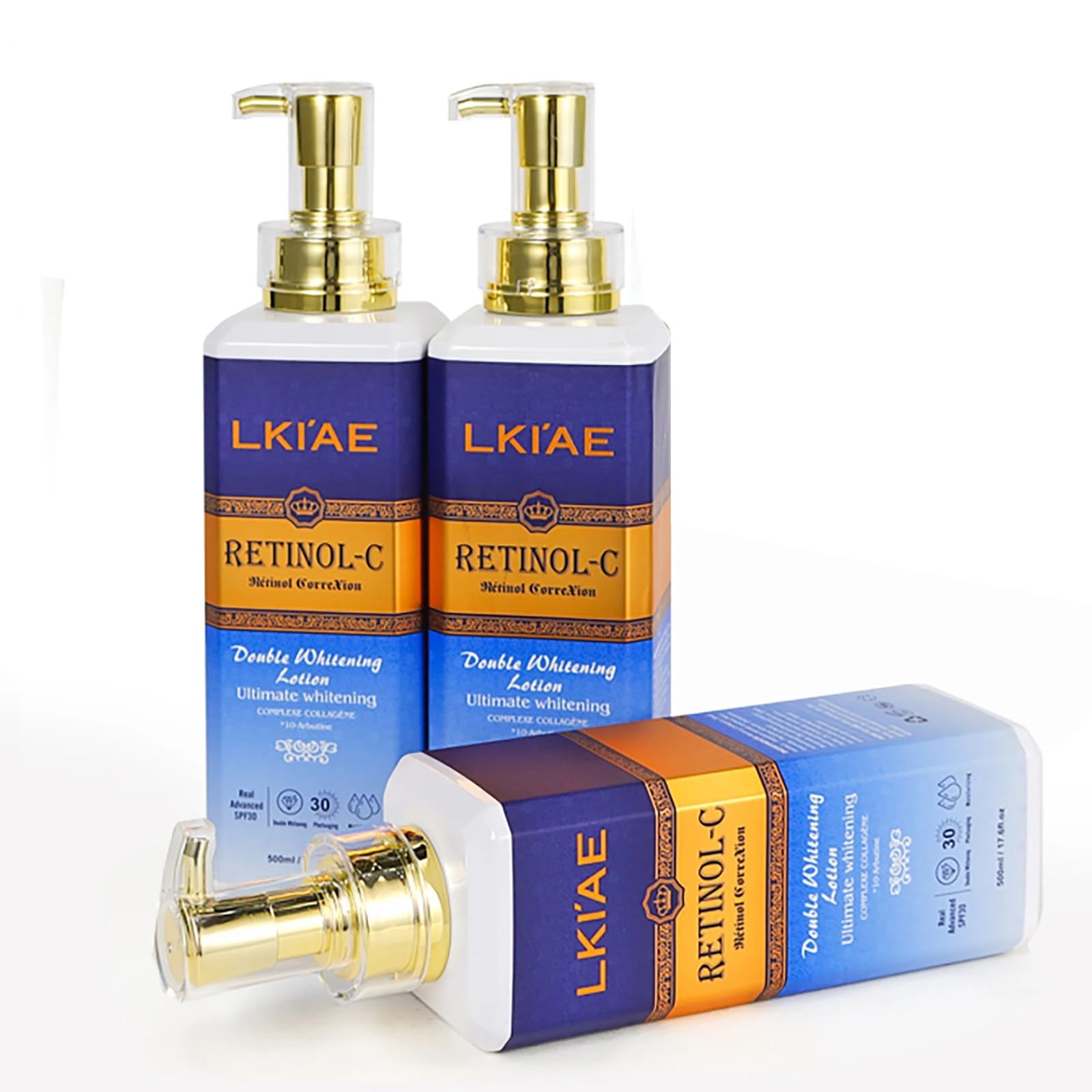 LKIAE Ultimate Whitening Retinol Loción Corporal, Reduce las Arrugas y Manchas Oscuras, Crema Profundamente Hidratante, Nutritiva, Anti-Envejecimiento, Con Colágeno, Extracto de Caracol, 500 ml