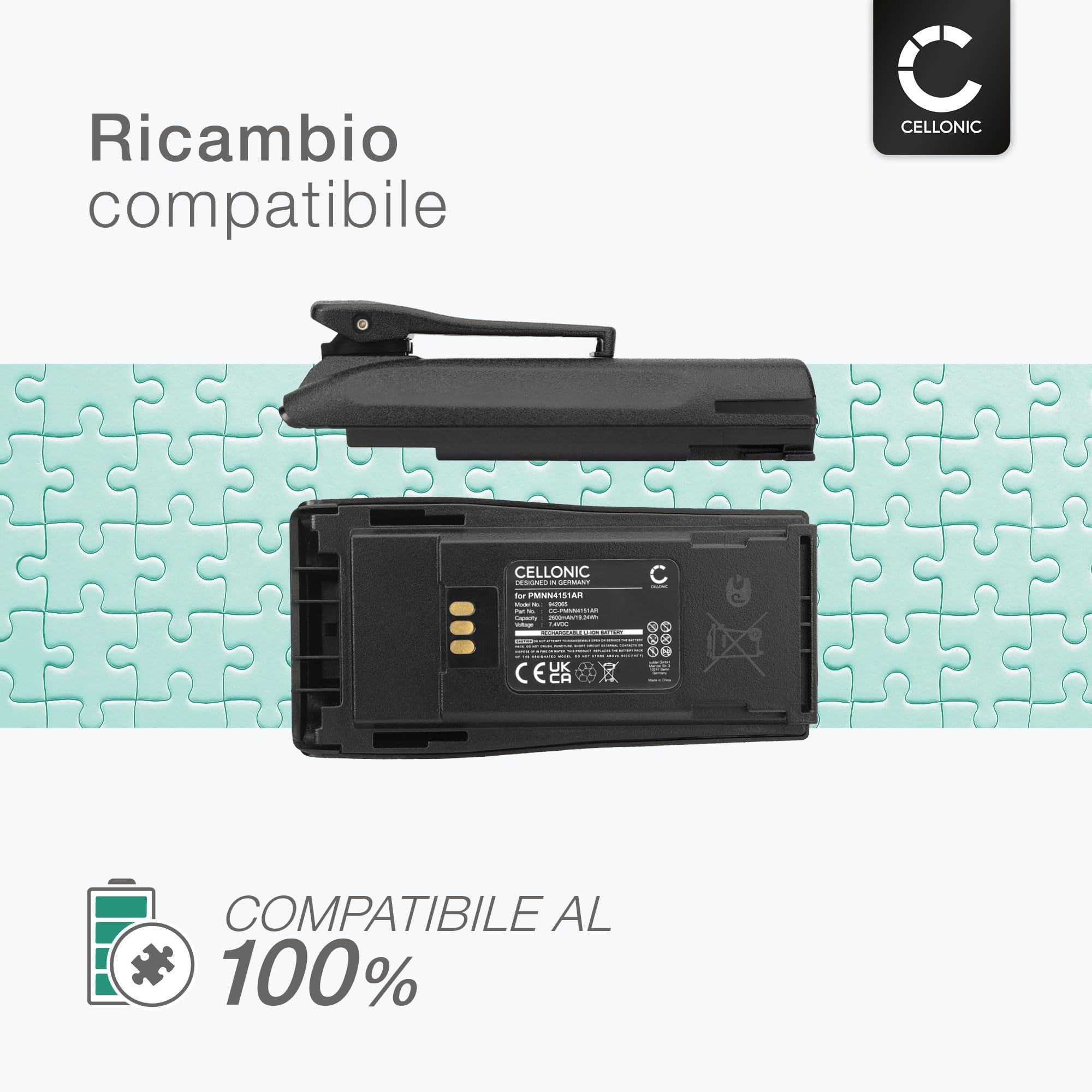 CELLONIC Batteria Compatibile Motorola DP1400 CP040 CP200D PMNN4253AR 2600mAh 7.4V