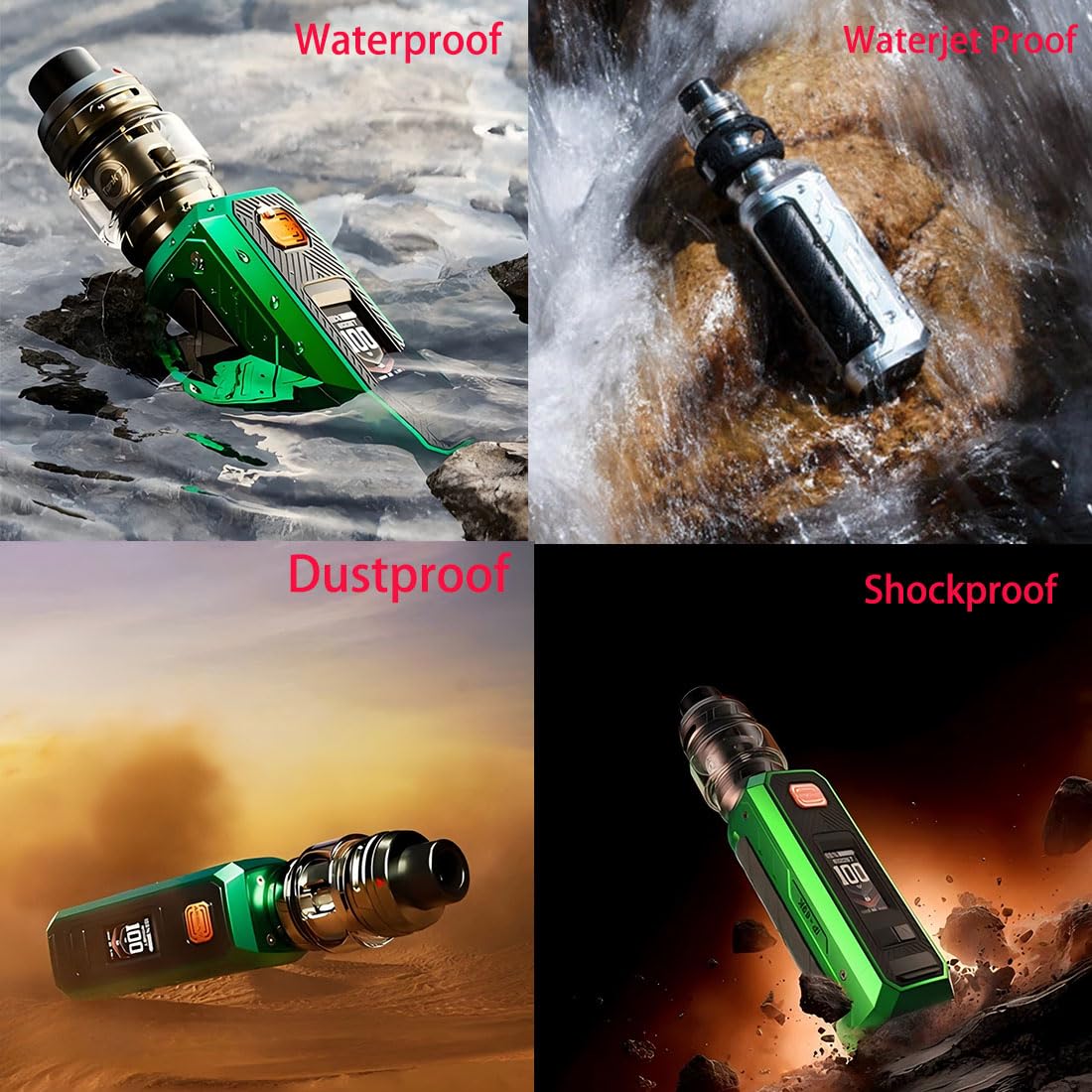 Vaporesso Armour Ultra Kit Built in 5500mAh Battery | 100W Tri-Proof Box MOD 510 thread | 6ml Slide-open Itank T (dual mesh coil) DTL Vaping (Obsidian Schwarz)