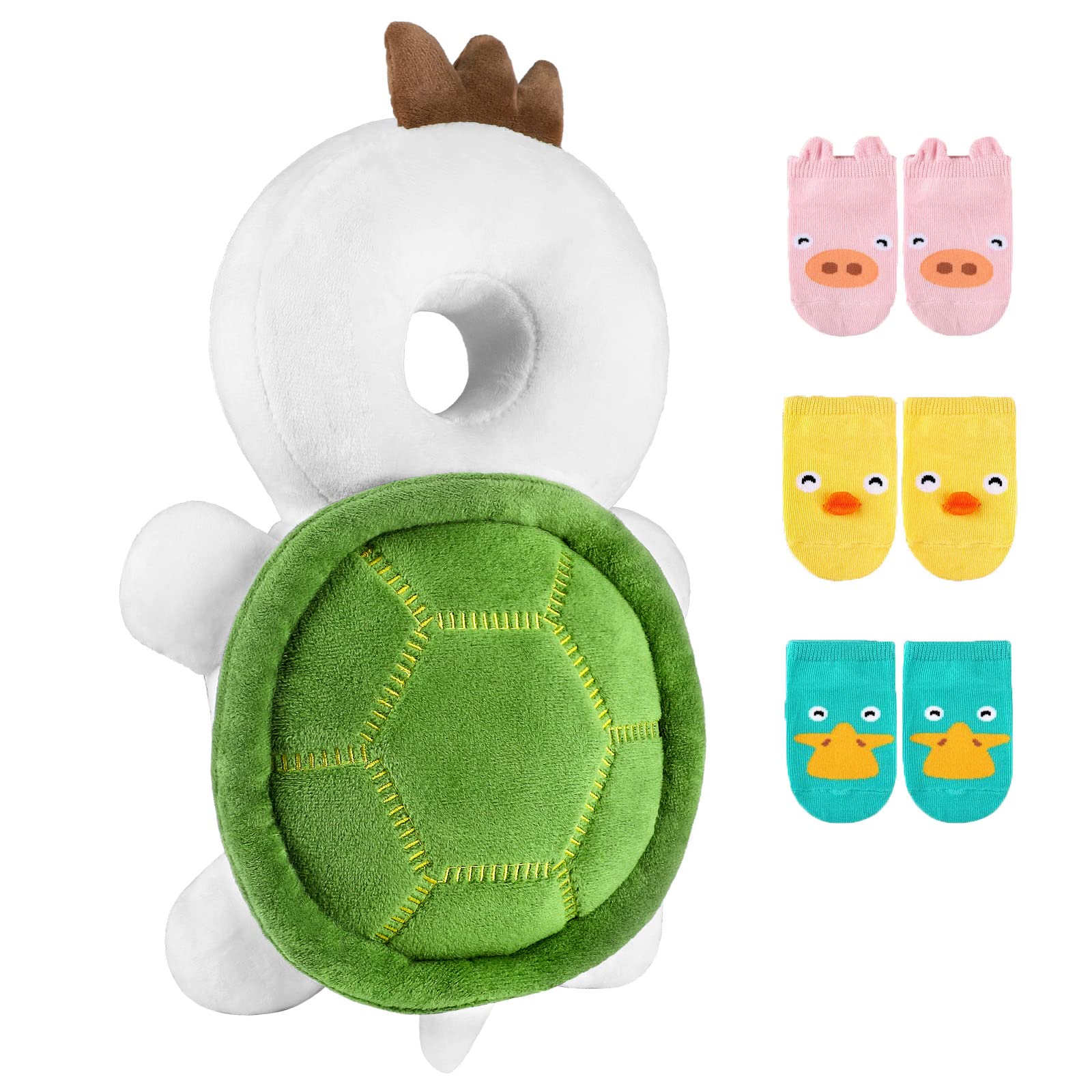 Tortoise WZ S4 Toddler Head Safety Pad Adjustable Backpack with 3 Pairs Baby Socks for Walker & Crawling