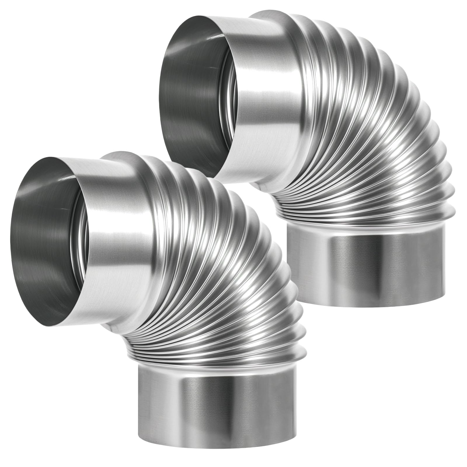 Photo 1 of TOP-VIGOR 4 Inch 90 Degree Dryer Vent Elbow, 2-Pack Galvanized Steel Adjustable HVAC Elbow Connector for Exhaust Duct & Vent Pipe