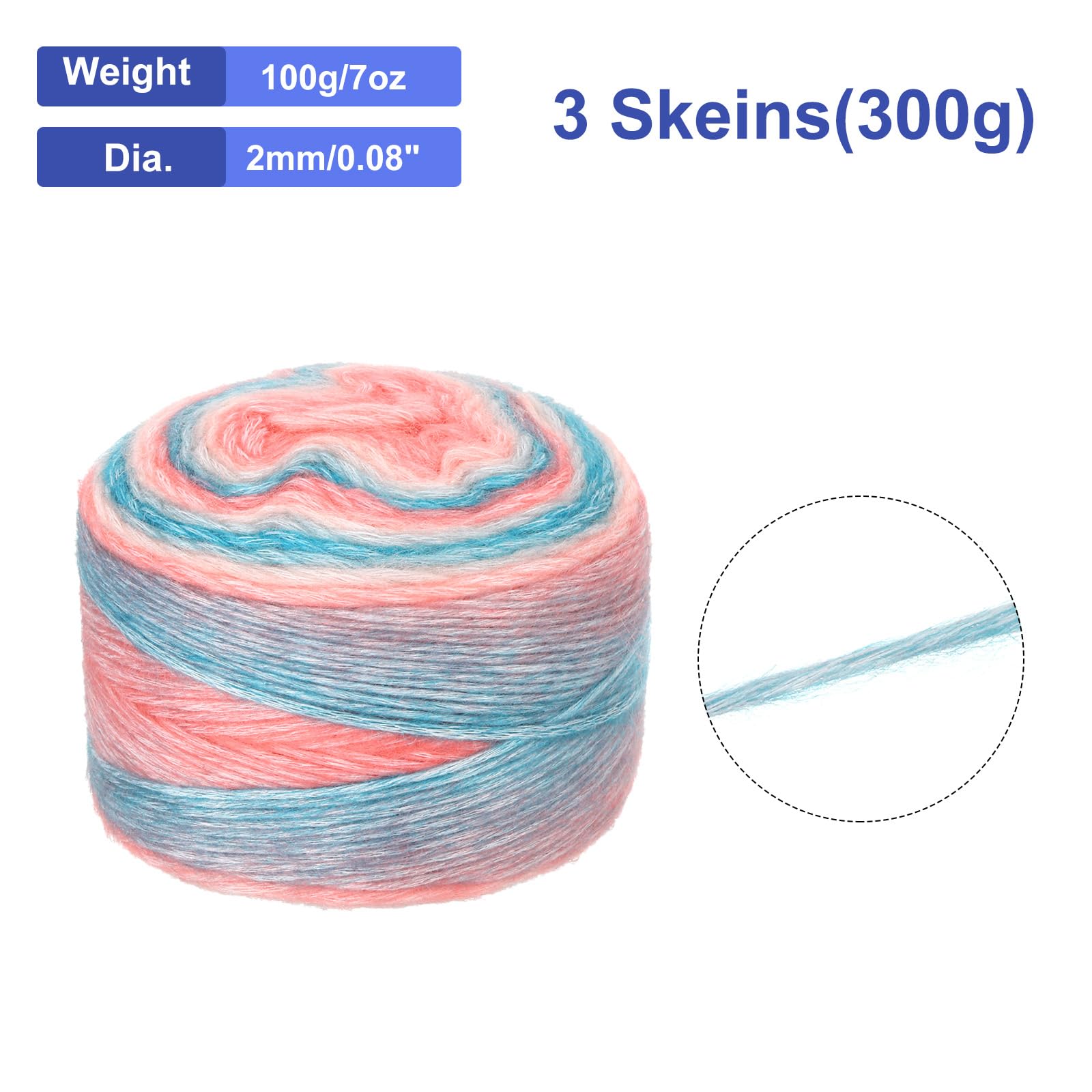 uxcell 3Pcs 100g Gradient Cake Cotton Yarns - Image 2