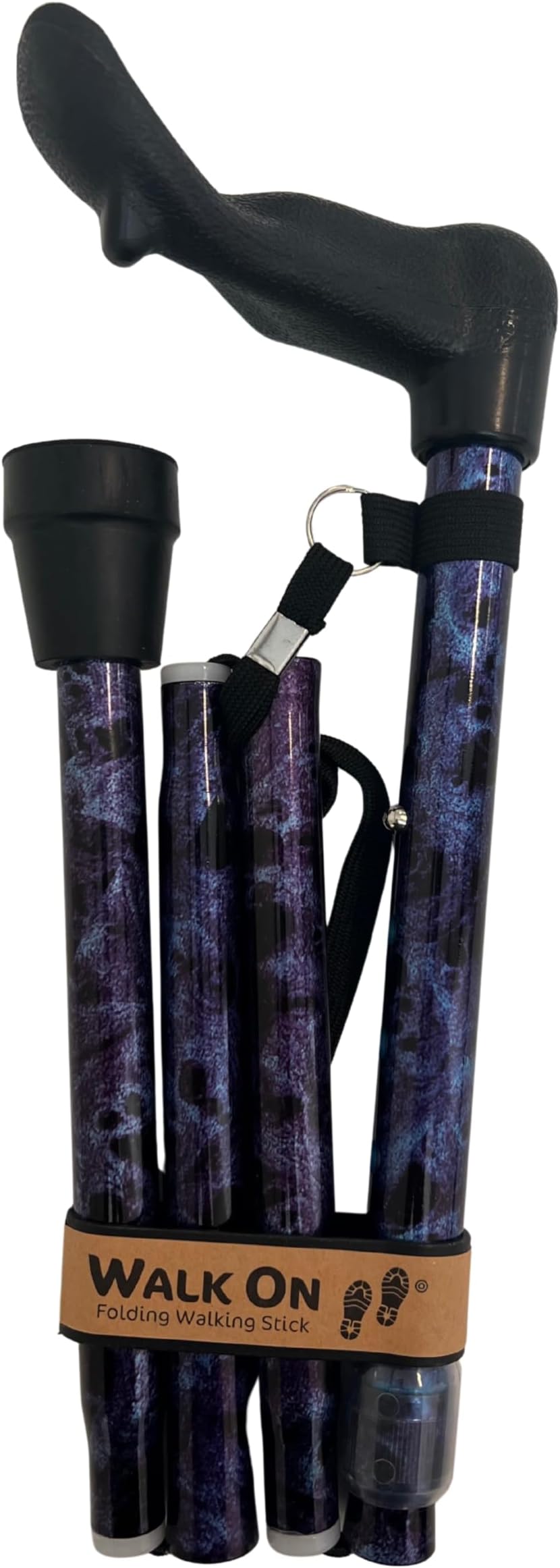 Folding Walking Stick, Arthritis Support Aid With Ergonomic Handle, Various Patterns