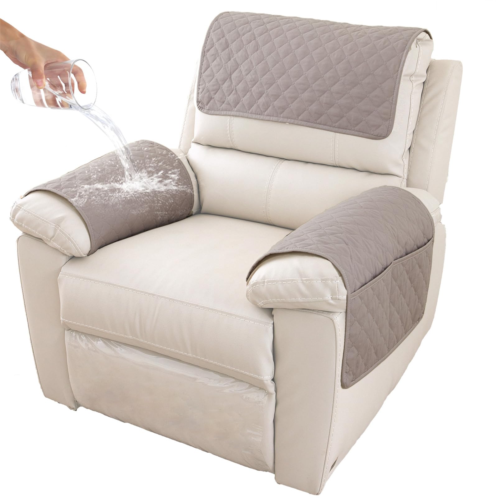 GYHH Sofa Armrest Cover, Headrest Cover for Recliner Chair Arm Cover,Armchair Slipcover Nonslip Quilted Furniture Protector for Pets Leather Sofa Couch