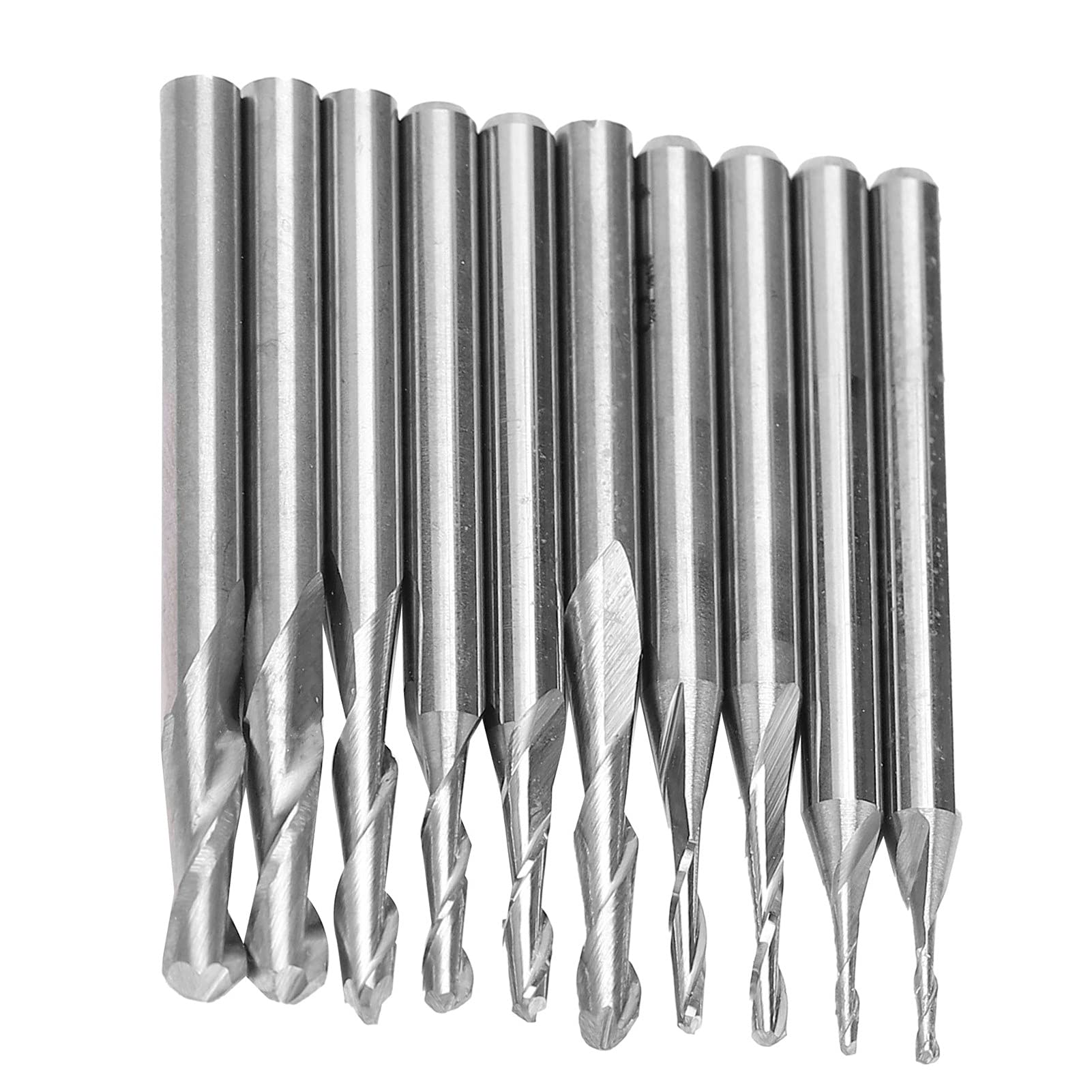 Zestaw Frezów Trzpieniowych Spiralnych 3,175 Mm, 10 szt., Frezy CNC ze Stali Wolframowej do Grawerowania, pasują do Trzpienia 3,175 Mm, Kompatybilne z Marmurem z Drewna Akrylowego i PCV
