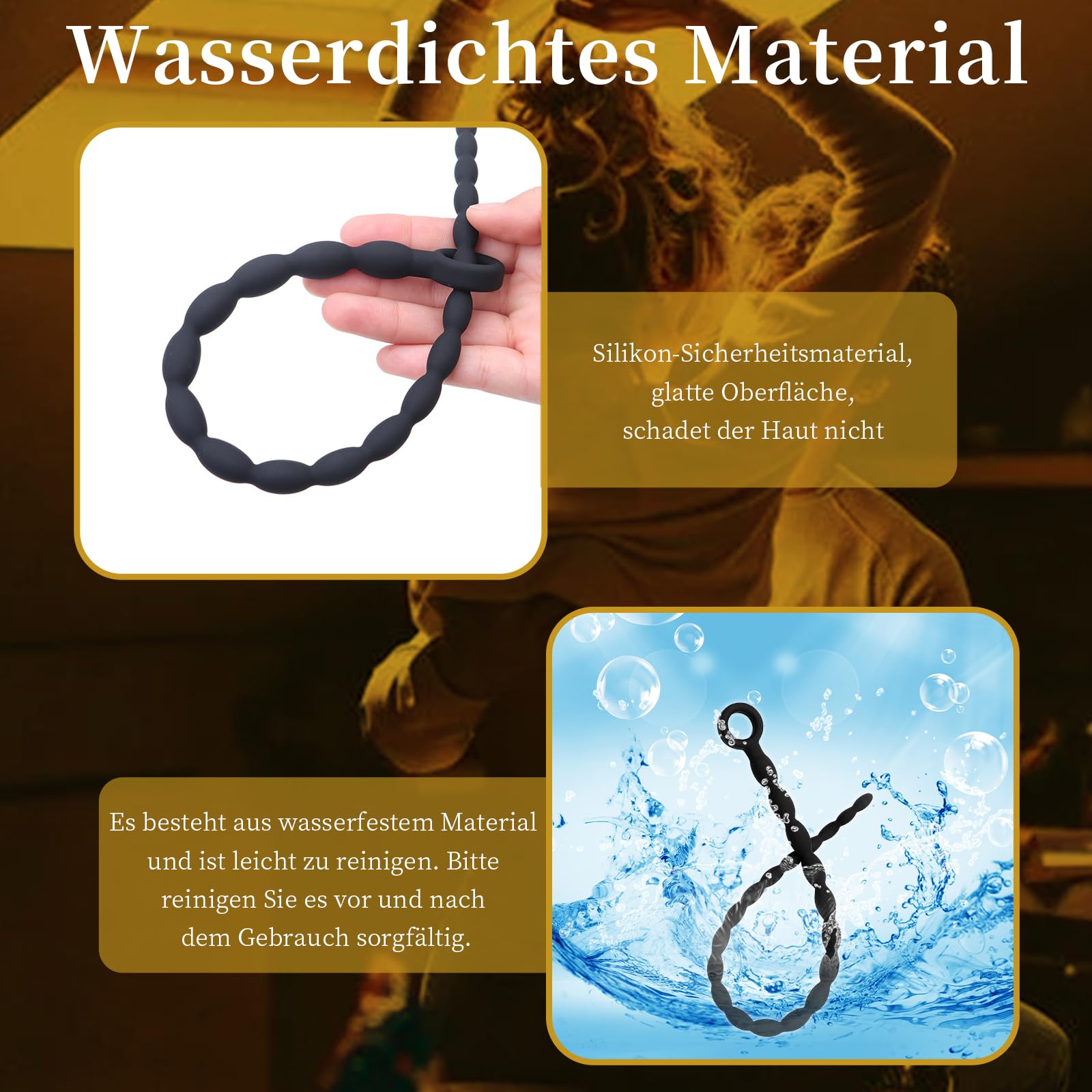 Dilatatori per Uomo Perline in Silicone Extra Lungo Plug per il Pene con Anello Glande Catetere Uretra Uomo SM Masturbatore per Massaggio Prostatico (L)