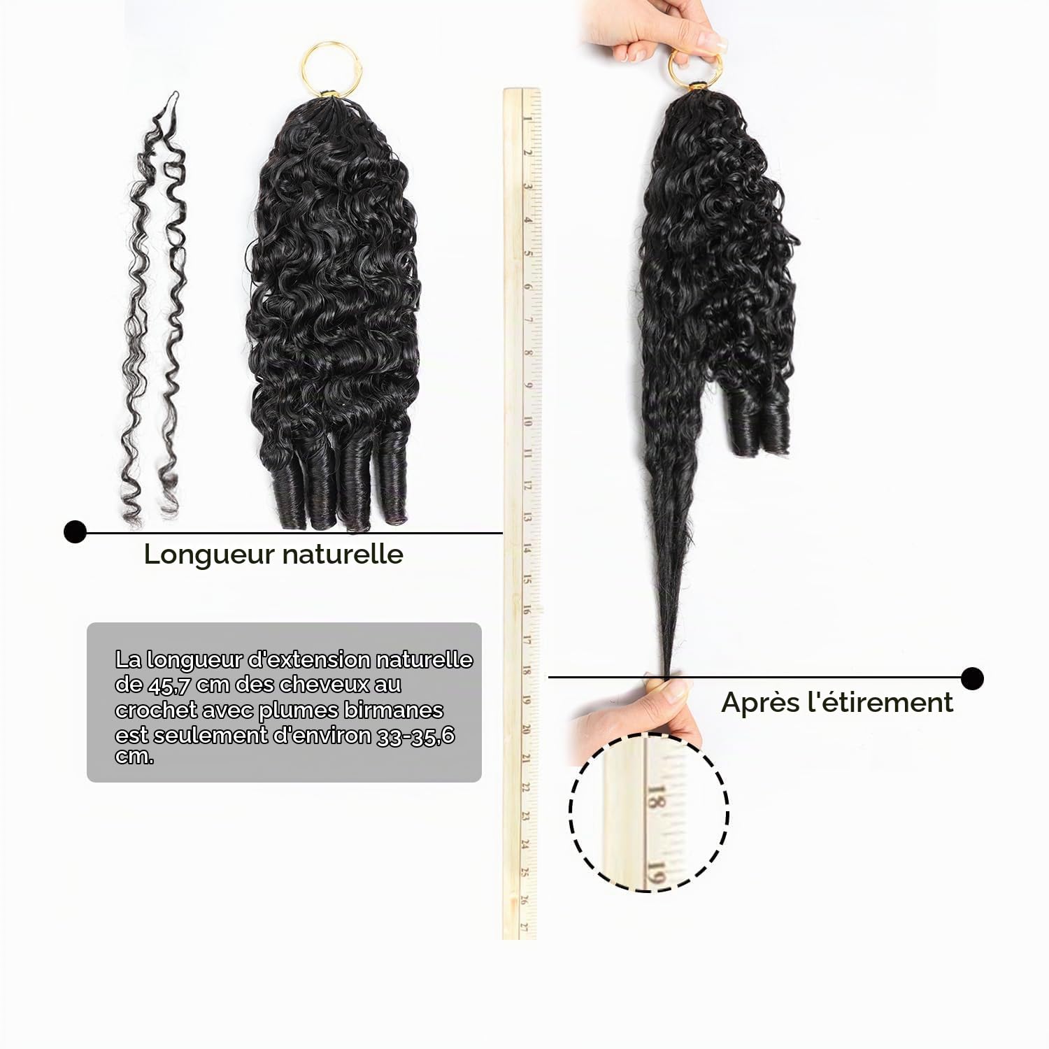 Burmese Curly Crochet Human Hair 14 Inch 60g Feather Crochet Human Hair Pre-Separated Hair Premium Reusable Miracle Knots (1B#, 14 inch-60g)