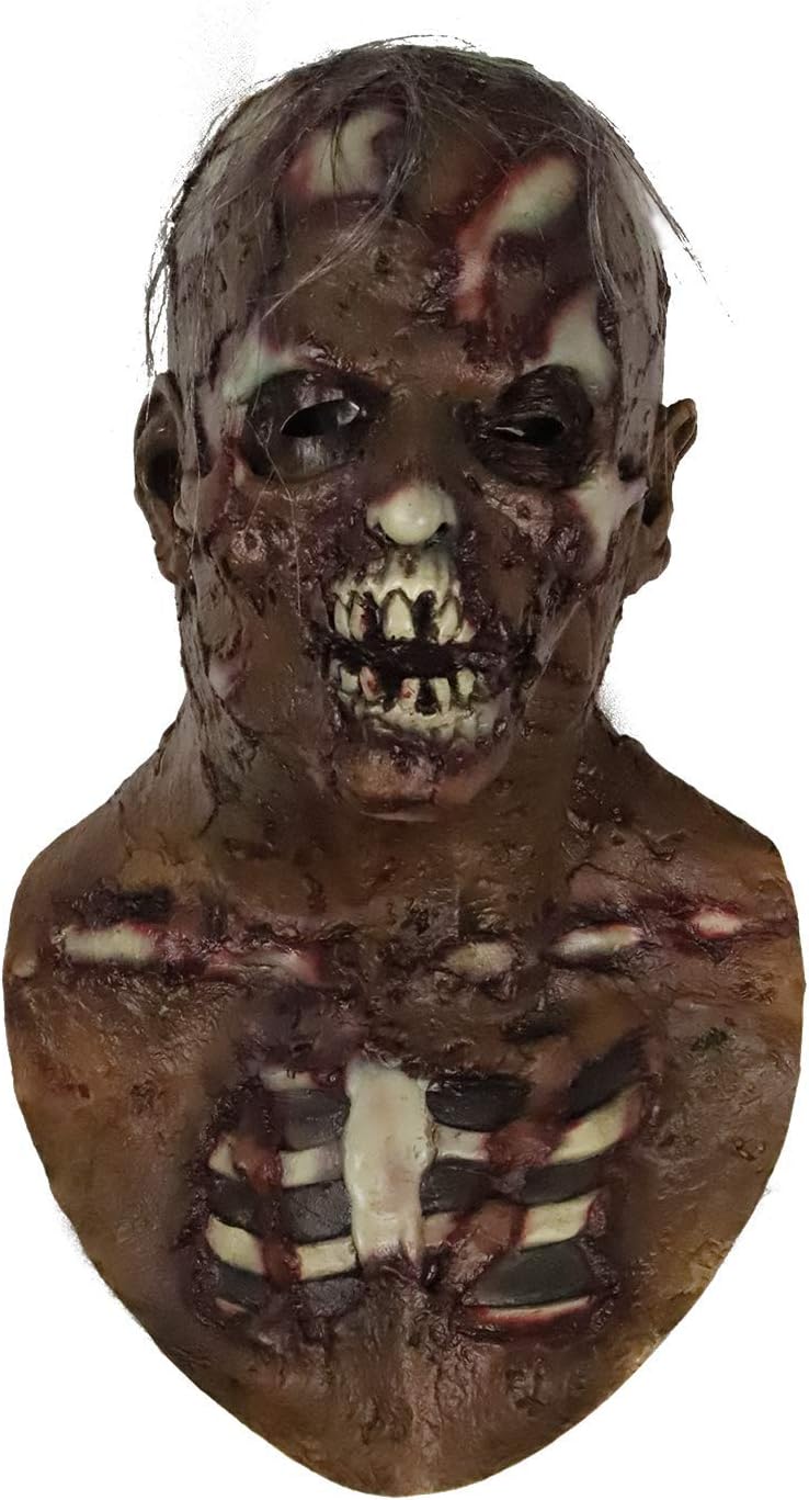 Bloody Zombie Mask with Hair Scary Walking Dead Creepy Halloween Costume Party Latex Horror Props