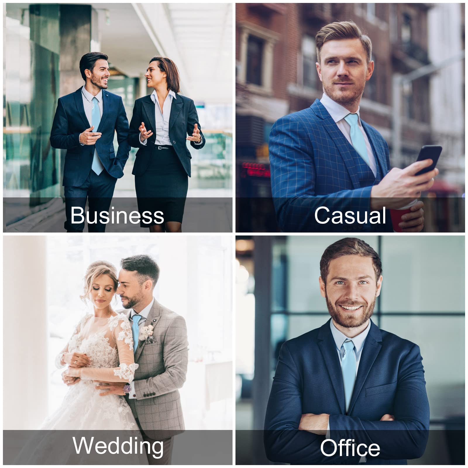 URAQT Cravatta Uomo, Cravatte Slim Uomo Eleganti Neckties, Sottile Tinta Unita Cravatta in Diversi Colori, Cravattino per Lavoro, Festa