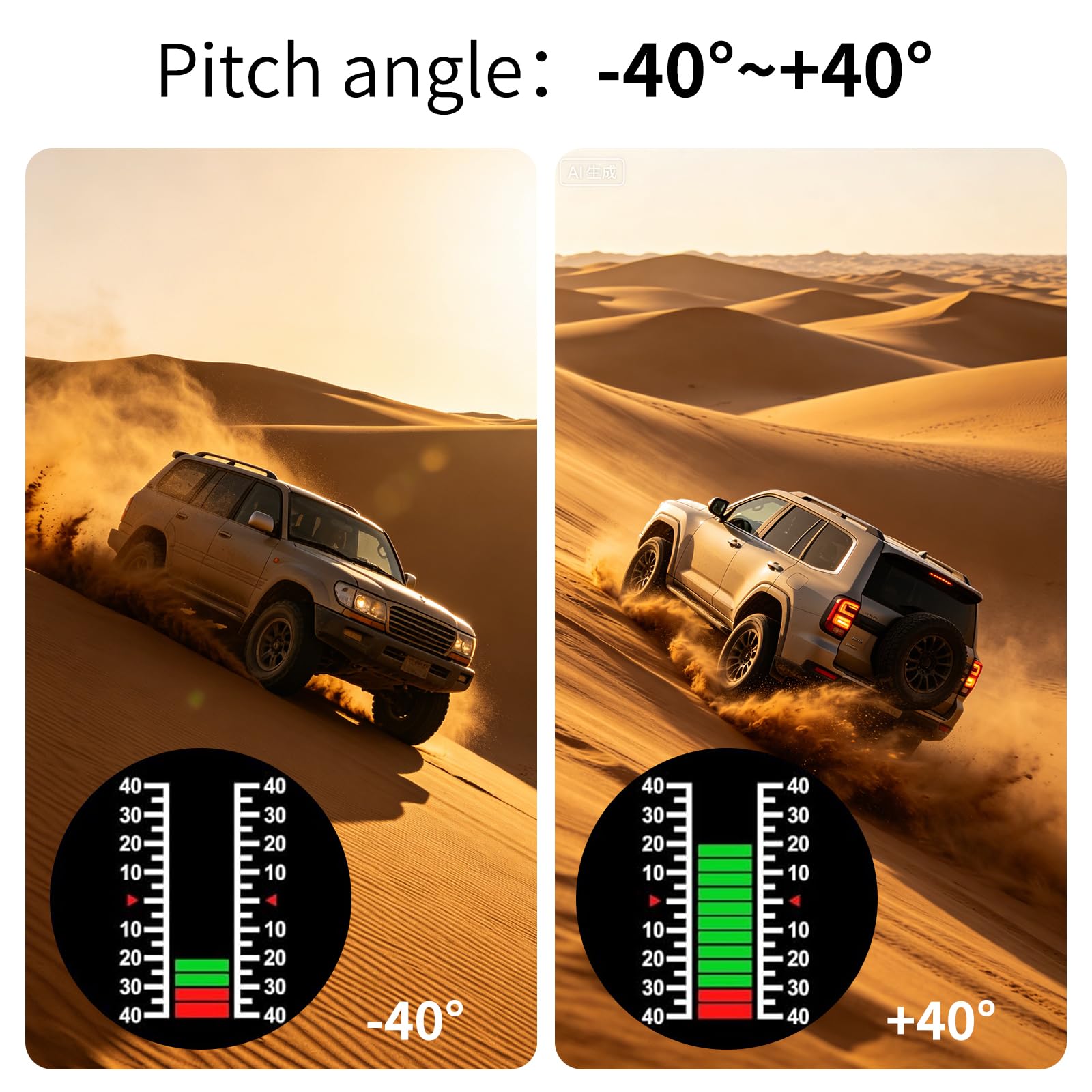 Inclinometro 4x4, Inclinometro Digitale Fuoristrada, Tachimetro Universale per Auto, Head Up Display Auto GPS HUD Con Bussola, Spina accendisigari