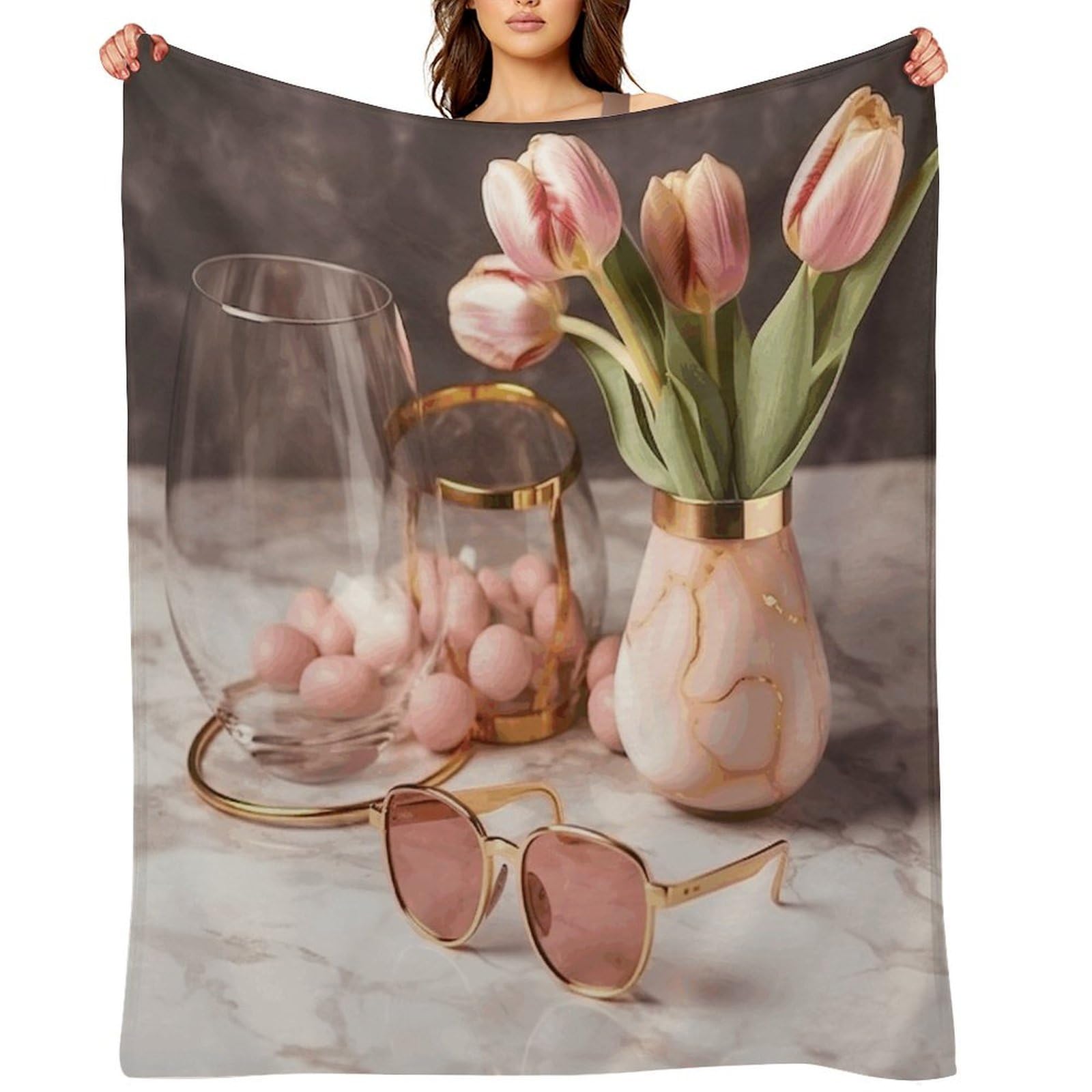 Fekiloot Style Glasses On Table Throw Blankets Camping Blanket50 X60