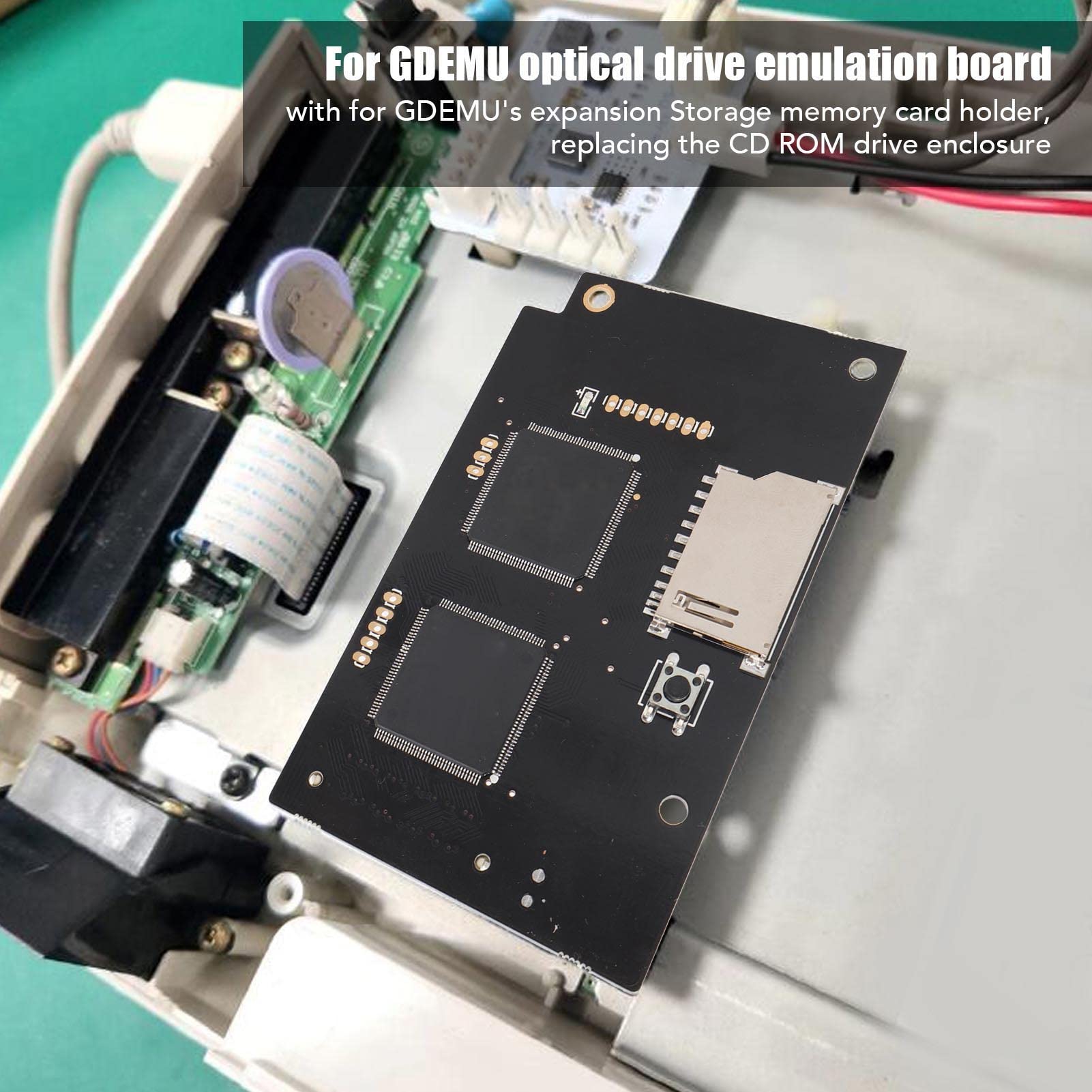 Fabater Kit Scheda di Simulazione unità Ottica, Supporto per Scheda Interamente in Metallo Due Dissipatori di Calore Kit V5 15b per DC, Modulo di Simulazione unità Ottica di Gioco con di Memoria da