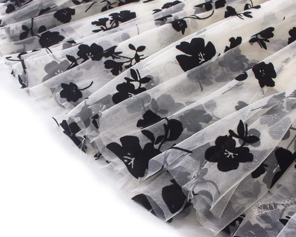 Faldas Mujer Reino Unido,Falda De Tul con Flores Flocadas Faldas Plisadas Elegantes para Mujer Cintura Elástica Falda Midi Negra De Invierno Faldas De Talle Alt(Apricot)