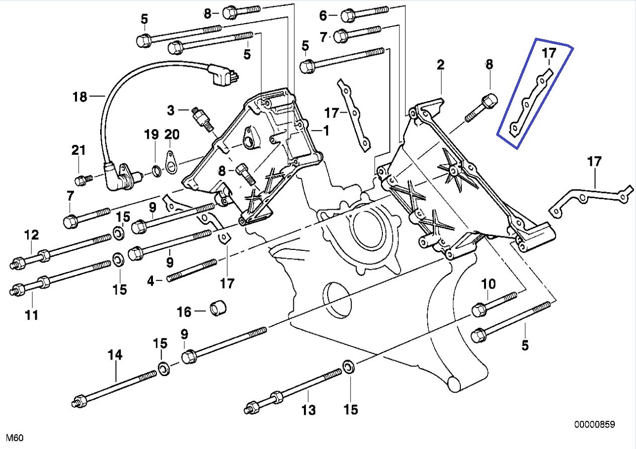 BMW M60 V8 Engine Timing Case Gasket Inner LH 1433306 11141433306 