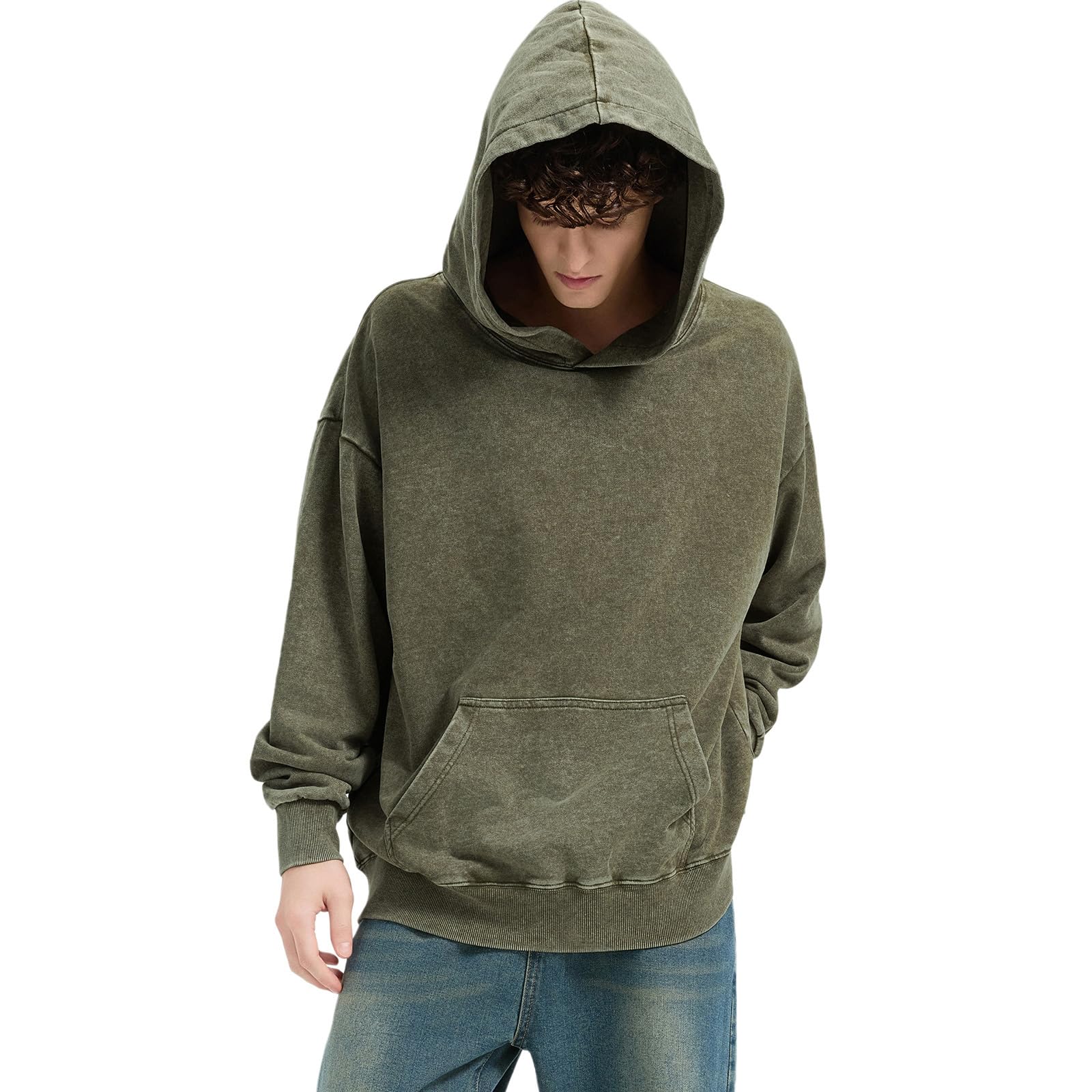 Felpe con cappuccio oversize per uomo donna pullover felpe lavaggio acido vintage vestibilità ampia unisex abiti in cotone