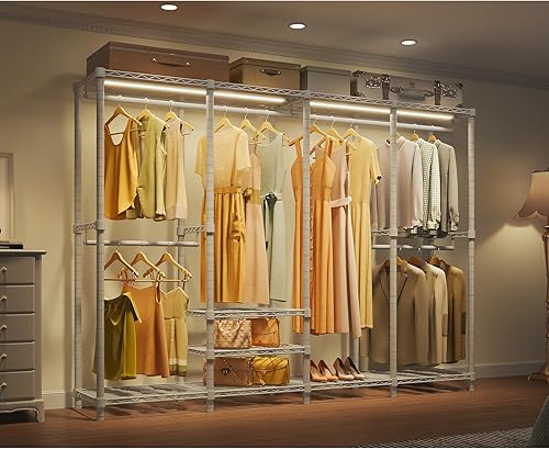 Miniatura 2 de VIPEK V40L - Perchero con luces LED regulables, 3000 K blanco cálido, resistente para colgar ropa, armario portátil, armario independiente para