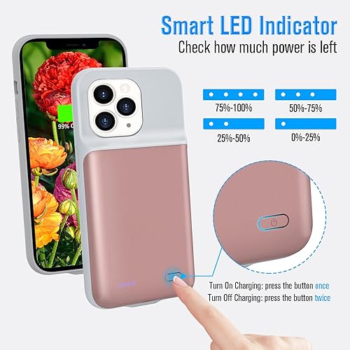 Miniatura 2 de Gladgogo Funda de carga para iPhone 12 Pro Max, ultradelgada, batería recargable de 6500 mAh, cargador protector extendido, paquete de batería