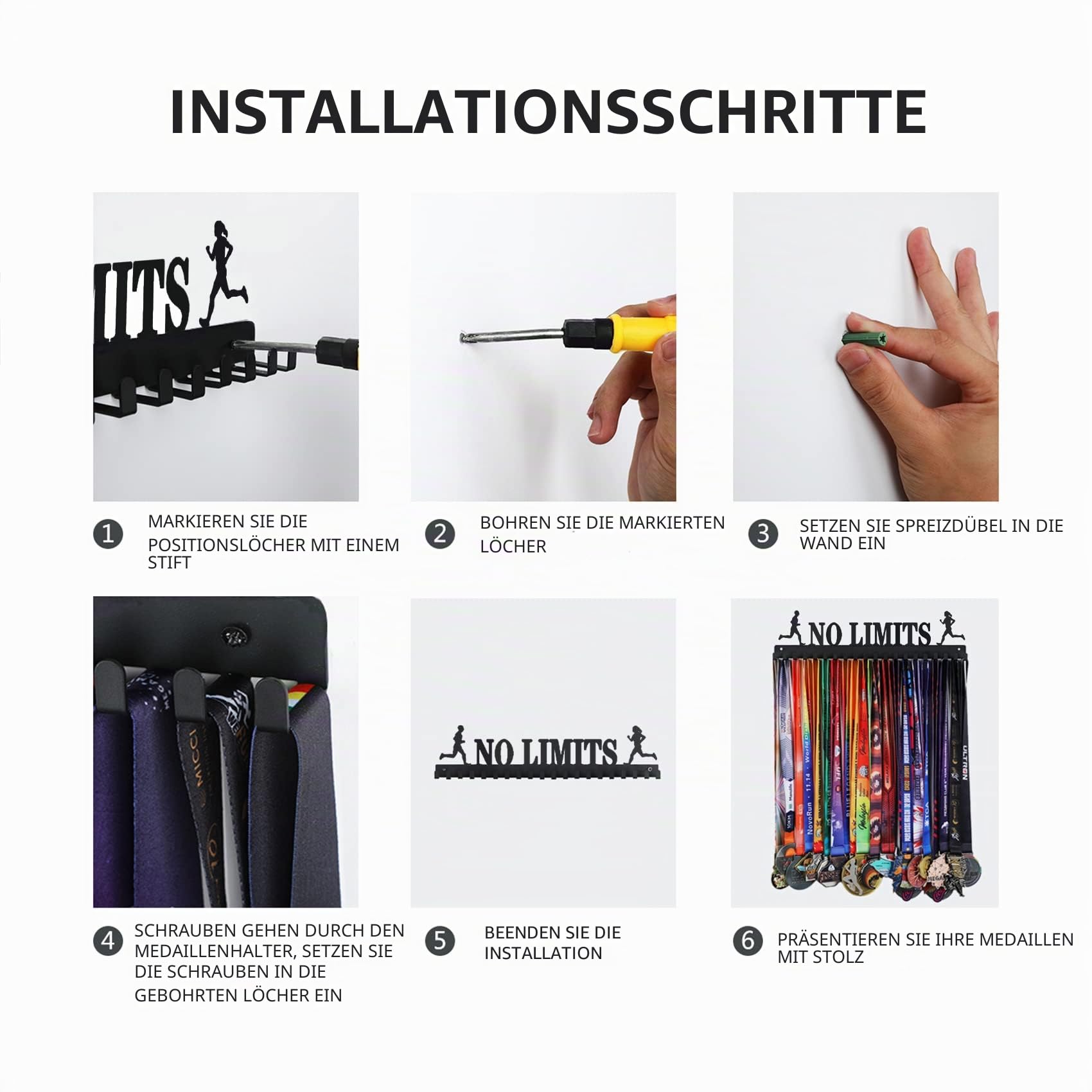 Goutoports Medaillenhalter, Aufhänger für Sport-Rennläufer - Keine Grenzen für Lennläufer Medaillenhalter, Aufhänger für Sport-Rennläufer - Keine Grenzen für Läufer