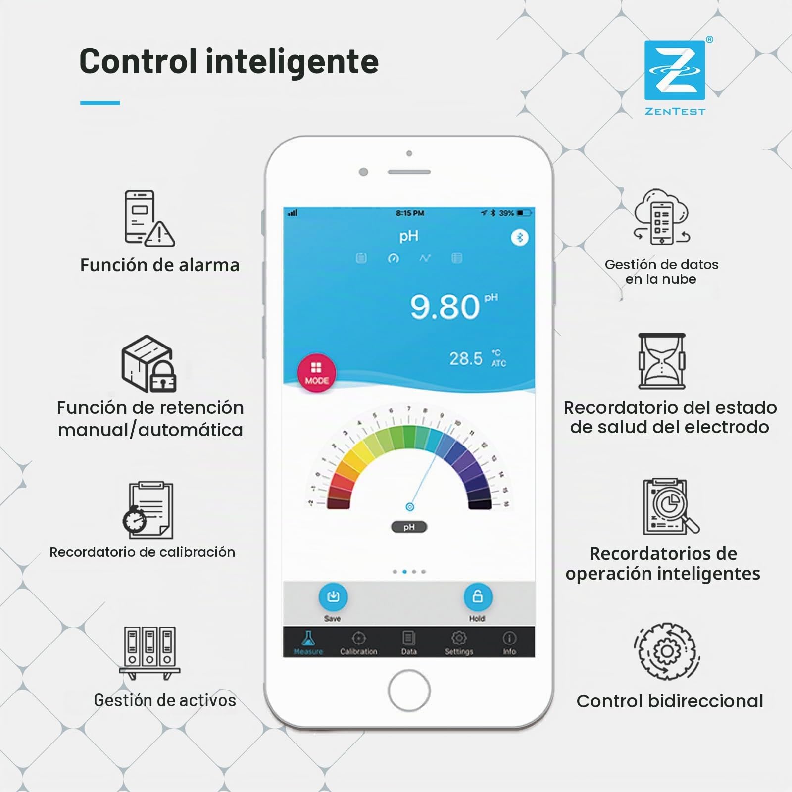 Apera Instruments PH60S-Z - Kit de probador de pH de lanza inteligente